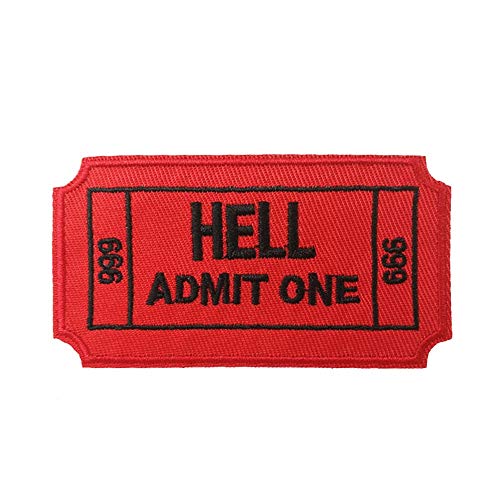 Hell Admit One 666 Ticket bestickter Aufnäher zum Aufbügeln oder Aufnähen, lustiger Meme-Hut-Dekoabzeichen von Cute-Patch