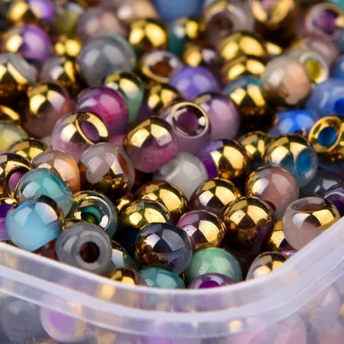 Cutefox Glasperlen, 4 mm, mehrfarbige Jade mit goldener Einlage, 900 Stück, unregelmäßige Form, für DIY-Schmuckherstellung, Armbänder, Halsketten (20 Farben) von Cutefox