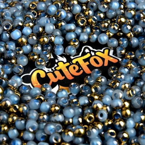 Cutefox Glasperlen, 4 mm, mehrfarbige Jade mit goldener Einlage, 900 Stück, unregelmäßige Form, für DIY-Schmuckherstellung, Armbänder, Halsketten (Hellblau) von Cutefox