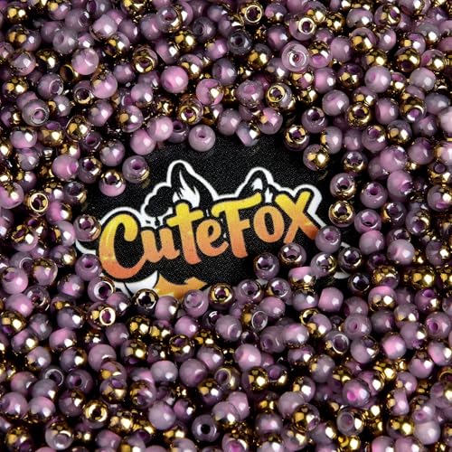 Cutefox Glasperlen, 4 mm, mehrfarbige Jade mit goldener Einlage, 900 Stück, unregelmäßige Form, für DIY-Schmuckherstellung, Armbänder, Halsketten (Rosa) von Cutefox