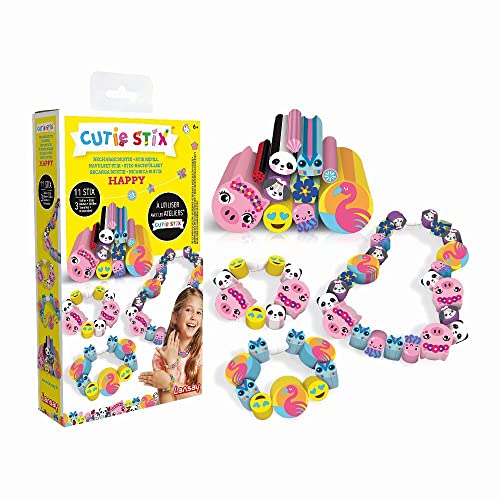 Cutie Stix - Nachfüllset Happy - Kreatives Schmuckbastelset für Kinder ab 6 Jahren - Bunte Perlen und Anhänger - DIY Armbänder und Ketten - Fördert Feinmotorik - Mädchenspielzeug - Lansay Cutie Stix - Nachfüllset Happy - Kreatives Schmuckbastelset für Kinder ab 6 Jahren - Bunte Perlen und Anhänger - DIY Armbänder und Ketten - Fördert Feinmotorik - Mädchenspielzeug - Lansay von Cutie Stix