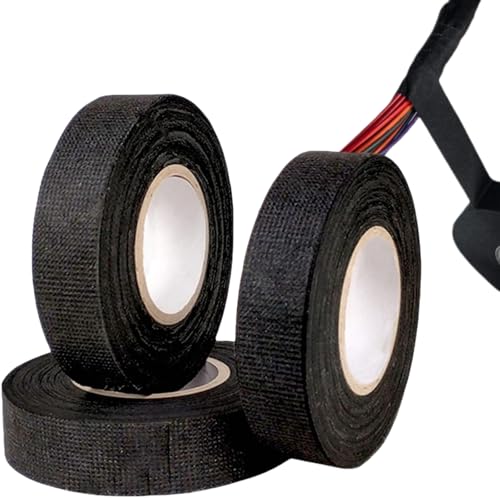 Cutiolly 3pcs Isolierband für Kabelbäume,19mmx15m KFZ Gewebeband,Selbstklebendes Isolierband,Elektriker Klebeband Schwarz,Auto Kabelbaum Filzband Gewebeband, Isolierung & Abdichtung von Cutiolly