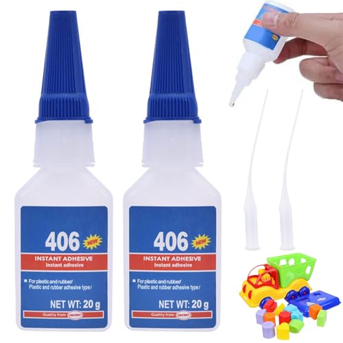 Kunststoffkleber,2pcs Sekundenkleber Kunststoff,Sekundenkleber Extra Stark,Plastikkleber,Kunststoffkleber Extra Stark,Kunststoffkleber Wasserfest,Plastik Kleber,mit Anti-Austrocknungs-Spitze von Cutiolly