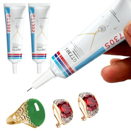 Schmuckkleber,Schmuckkleber Extra Stark Transparent,Bastelkleber Transparent Flüssig,Schmuckkleber für Ohrringe,Schmuckkleber Wasserfest,für Schmuckstein, Bastelarbeiten (2, 60ml*2pc) von Cutiolly