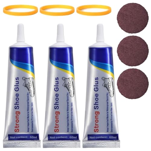 Schuhkleber,60ml Schuhkleber Extra Stark Wasserfest,Schuhkleber Sohlenkleber,Schuhkleber Reparaturkleber,Shoe Glue,Schuh Kleber Transparenter,für die Reparatur Laufschuhen,Stiefeln,Lederschuhen (3) von Cutiolly