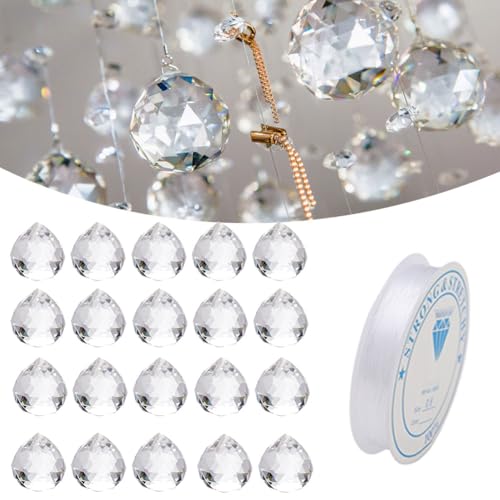 Sonnenfänger Kristall,20pc 20mm Kristalle zum Aufhängen,Suncatcher,Prisma Kristall,Klarglas Kristallkugel Prisma,für Kronleuchter Anhänger,Fenster Ornament Handwerk Hochzeit Deko Sonnenfänger Kristall,20pc 20mm Kristalle zum Aufhängen,Suncatcher,Prisma Kristall,Klarglas Kristallkugel Prisma,für Kronleuchter Anhänger,Fenster Ornament Handwerk Hochzeit Deko von Cutiolly
