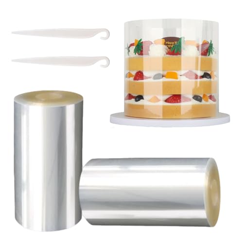 Tortenrandfolie,Transparent Acetat Rolle,Tortenrandfolie Wiederverwendbar,Verdickter Tortenrandfolie,Transparent Rolle Kuchen Halsbände,Acetat Folie für Kuchen Tortendeko Schokolade (5m*20cm*2pcs) von Cutiolly