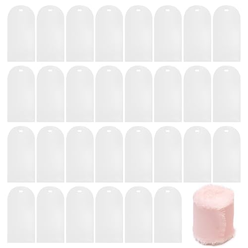 30 Stück klare Acryl-Platzkarten,30pcs Acryl Hochzeit Namenstafel Transparent Rosa Band Rolle,Acryl-Schilderhalter,klare Acryl Tischkarten für Hochzeit,für DIY, Hochzeit,Gästename (Mattiert) von CutitiUU