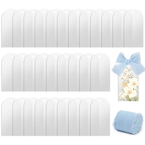 30 Stück klare Acryl-Platzkarten,30pcs Hochzeit Namenstafel Transparent Blau Band Rolle,Acryl-Schilderhalter,klare Tischkarten für Hochzeit,für DIY,Gästename (Mattiert +Blau) von CutitiUU
