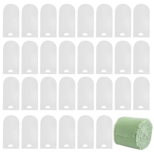 30 Stück klare Acryl-Platzkarten,30pcs Hochzeit Namenstafel Transparent Grün Band Rolle,Acryl-Schilderhalter,klare Tischkarten für Hochzeit,für DIY,Gästename (Klar + Grün) von CutitiUU