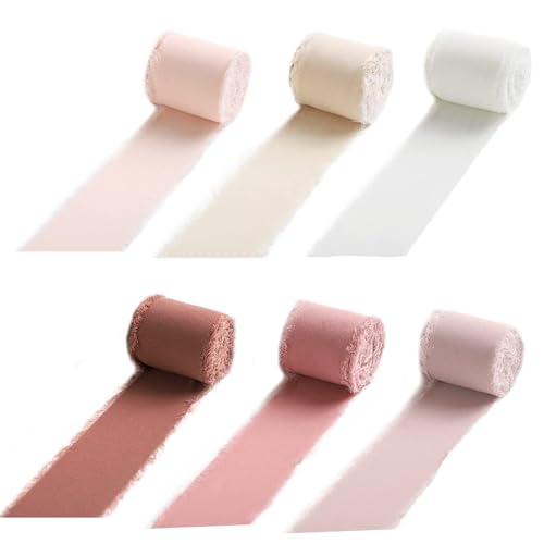 CutitiUU 6 Rollen Chiffonband mit ausgefranstem Rand,3.8cm x 6m,Chiffonband in Altrosa,Dünn fransen chiffon seidenband für Hochzeit, Hochzeitsstrauß,Brautsträuße,Geschenke,Verpackungen CutitiUU 6 Rollen Chiffonband mit ausgefranstem Rand,3.8cm x 6m,Chiffonband in Altrosa,Dünn fransen chiffon seidenband für Hochzeit, Hochzeitsstrauß,Brautsträuße,Geschenke,Verpackungen von CutitiUU