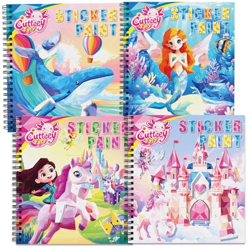 CutteeyFyry 4Pcs Stickerbuch FüR Kinder ab 4-8,Junge/Mädchen Stickern Nach Zahlen mit Geschichten,Kinder Stickerheft Zur Verbesserung Der Intelligenz,flugzeug beschäftigung kinder Geburtstagsfeier von CutteeyFyry