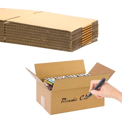 10 Stück CD DVD Aufbewahrungsbox aus Karton Wellpappkartons Organiseur de CD en carton ondulé Transportverpackung 18x15x9 cm von Cuyacili