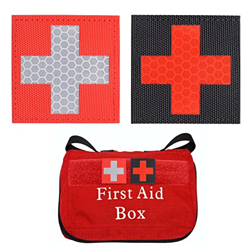 2 Stück Reflektierende Medic Patches Klett-Patches mit Selbstklebeband IR EMS EMT MED Taktisches medizinisches Dekorative Applikationen 5x5 cm von Cuyacili