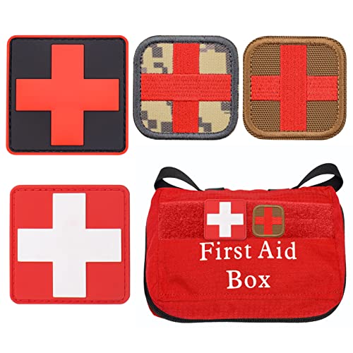 4 Stück Taktisch Medic Medic Patches Rotes Medizinischen Kreuz Bestickt Patch Aid Haken Dekorative Applique Patches für Rucksack Tasche Hut Kleidung Jacken Uniform PVC und Stickerei von Cuyacili