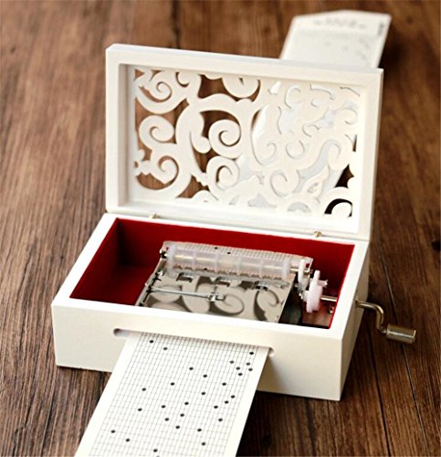 Cuzit Machen Sie Ihre eigene Spieluhr Kit geschnitztes Holzwerk Spieluhr Handkurbel DIY Spieluhr Geschenk - 30 Noten weiß von Cuzit
