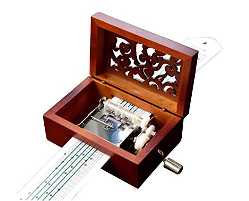 cuzit Antik graviert Vintage Holz Musik Box 15 beachten Bewegung Hand, Kurbel DIY Spieluhr machen YR eigenen Lied, die A Punch, 20 blanko Papier und 16 Musik Paper Best Geschenk von Cuzit