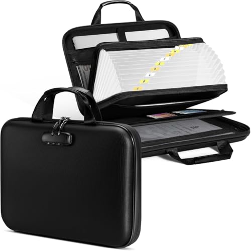 Cvoepobey Feuerfeste Dokumenten-Organizer-Box mit Schloss und Aktenordner, Feuerfeste Hartschalen-Safe-Tasche für Wertvolle Dokumente und Akten von Cvoepobey