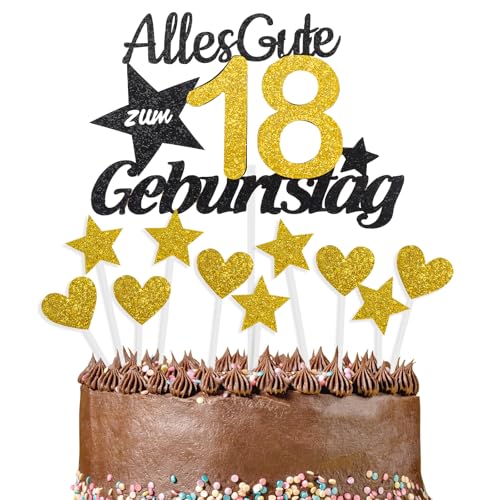 Alles Gute zum 18 Geburtstag Kuchendekoration, Gold und Schwarz, Kuchen Deko, Cake Topper 18 Jahre für Männer & Frauen Geburtstags Party Jahrestag Torte Deko Supplies Alles Gute zum 18 Geburtstag Kuchendekoration, Gold und Schwarz, Kuchen Deko, Cake Topper 18 Jahre für Männer & Frauen Geburtstags Party Jahrestag Torte Deko Supplies von Cxryrzhe