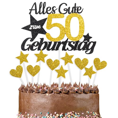 Alles Gute zum 50 Geburtstag Kuchendekoration, Gold und Schwarz, Kuchen Deko, Cake Topper 50 Jahre für Männer & Frauen Geburtstags Party Jahrestag Torte Deko Supplies Alles Gute zum 50 Geburtstag Kuchendekoration, Gold und Schwarz, Kuchen Deko, Cake Topper 50 Jahre für Männer & Frauen Geburtstags Party Jahrestag Torte Deko Supplies von Cxryrzhe
