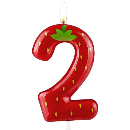 Cxryrzhe Erdbeer-Kerze Nummer 2, modernes Obst-Thema, Geburtstagskuchendekoration, geruchlos, Neuheit Kerze Cxryrzhe Erdbeer-Kerze Nummer 2, modernes Obst-Thema, Geburtstagskuchendekoration, geruchlos, Neuheit Kerze von Cxryrzhe