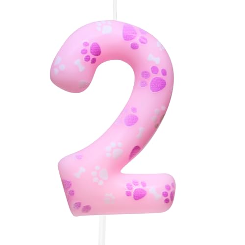 Cxryrzhe Geburtstagskerze mit der Zahl 2, Hundepfote, rosa Thema, Dekoration für Kinder, Jungen, Mädchen, Party-Dekorzubehör Cxryrzhe Geburtstagskerze mit der Zahl 2, Hundepfote, rosa Thema, Dekoration für Kinder, Jungen, Mädchen, Party-Dekorzubehör von Cxryrzhe