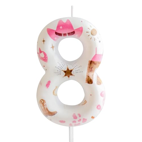 Cxryrzhe Geburtstagskerzen, Nummer 8, rosa Cowboy-Muster, 8. Geburtstag, Party, für Baby, Mädchen, Jungen, Geburtstag, Tortenaufsatz, Abschlussfeier, Jahrestag, Cowboy-Party-Dekoration, Cowgirl-Thema Cxryrzhe Geburtstagskerzen, Nummer 8, rosa Cowboy-Muster, 8. Geburtstag, Party, für Baby, Mädchen, Jungen, Geburtstag, Tortenaufsatz, Abschlussfeier, Jahrestag, Cowboy-Party-Dekoration, Cowgirl-Thema von Cxryrzhe