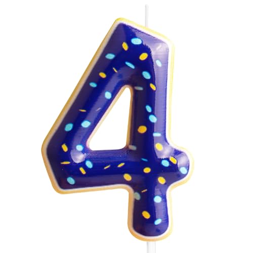 Cxryrzhe Kerzen zum 4. Geburtstag, Zahl 4, Blau / Gelb, Donut-Thema für Babys, Mädchen, Jungen, Geburtstag, Kuchendekoration, Abschlussfeier, Jahrestag, Hochzeit, Dessert, Obst, Party-Dekorationen Cxryrzhe Kerzen zum 4. Geburtstag, Zahl 4, Blau / Gelb, Donut-Thema für Babys, Mädchen, Jungen, Geburtstag, Kuchendekoration, Abschlussfeier, Jahrestag, Hochzeit, Dessert, Obst, Party-Dekorationen von Cxryrzhe