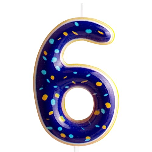 Cxryrzhe Kerzen zum 6. Geburtstag, Zahl 6, Blau / Gelb, Donut-Thema für Babys, Mädchen, Jungen, Geburtstag, Kuchendekoration, Abschlussfeier, Jahrestag, Hochzeit, Dessert, Obst, Party-Dekorationen Cxryrzhe Kerzen zum 6. Geburtstag, Zahl 6, Blau / Gelb, Donut-Thema für Babys, Mädchen, Jungen, Geburtstag, Kuchendekoration, Abschlussfeier, Jahrestag, Hochzeit, Dessert, Obst, Party-Dekorationen von Cxryrzhe