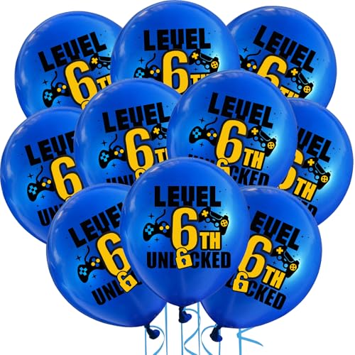 Cxryrzhe Luftballons zum 6. Geburtstag, Blau, 10 Stück, 30,5 cm, Latex-Ballons, Spiel-Thema, 6. Geburtstag, Party für Jungen, Teenager, Spieler, Geburtstage, Partyzubehör, Dekorationen, Luftballons Cxryrzhe Luftballons zum 6. Geburtstag, Blau, 10 Stück, 30,5 cm, Latex-Ballons, Spiel-Thema, 6. Geburtstag, Party für Jungen, Teenager, Spieler, Geburtstage, Partyzubehör, Dekorationen, Luftballons von Cxryrzhe