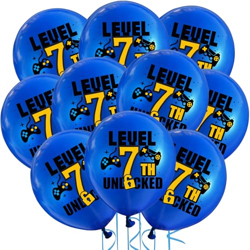 Cxryrzhe Luftballons zum 7. Geburtstag, Blau, 10 Stück, 30,5 cm, Latex-Ballons, Spiel-Thema, 7. Geburtstag, Party für Jungen, Teenager, Spieler, Geburtstage, Partyzubehör, Dekorationen, Luftballons Cxryrzhe Luftballons zum 7. Geburtstag, Blau, 10 Stück, 30,5 cm, Latex-Ballons, Spiel-Thema, 7. Geburtstag, Party für Jungen, Teenager, Spieler, Geburtstage, Partyzubehör, Dekorationen, Luftballons von Cxryrzhe