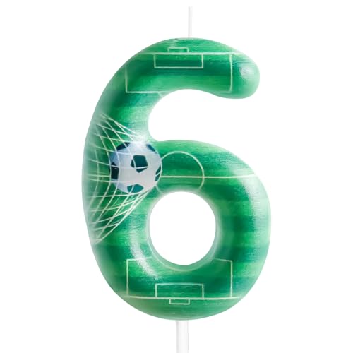 Geburtstagskerze, Zahl 6, Fußball-Kuchendekoration, Happy Birthday, Party, Kerze, grüner Fußball-Thema, Kuchendekoration, Dekorationen für Männer, Jungen, Kinder, Fußball-Fan, Party-Dekorzubehör Geburtstagskerze, Zahl 6, Fußball-Kuchendekoration, Happy Birthday, Party, Kerze, grüner Fußball-Thema, Kuchendekoration, Dekorationen für Männer, Jungen, Kinder, Fußball-Fan, Party-Dekorzubehör von Cxryrzhe