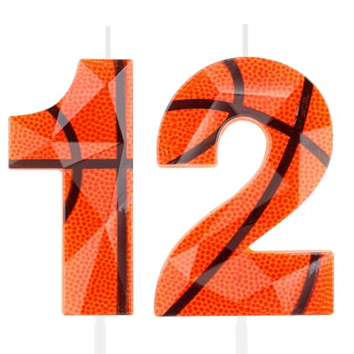 Geburtstagskerzen, 3D-Basketball-Zahl 12, Orange, 12. Geburtstag, Premium-Wachs und 3D-Diamant-Design, Basketball-Thema, Kuchendekoration, Dekoration für Jungen, Mädchen, Kinder, Partyzubehör Geburtstagskerzen, 3D-Basketball-Zahl 12, Orange, 12. Geburtstag, Premium-Wachs und 3D-Diamant-Design, Basketball-Thema, Kuchendekoration, Dekoration für Jungen, Mädchen, Kinder, Partyzubehör von Cxryrzhe