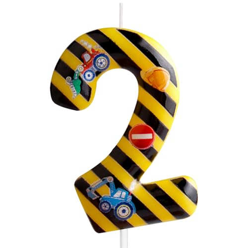 Geburtstagskerzen, Zahl 2, Gelb / Schwarz, gestreift, Bauthema, 2. Geburtstag, Party, für Mädchen, Jungen, Geburtstag, Tortenaufsatz, Abschlussfeier, Jahrestag, Dekorationen Geburtstagskerzen, Zahl 2, Gelb / Schwarz, gestreift, Bauthema, 2. Geburtstag, Party, für Mädchen, Jungen, Geburtstag, Tortenaufsatz, Abschlussfeier, Jahrestag, Dekorationen von Cxryrzhe