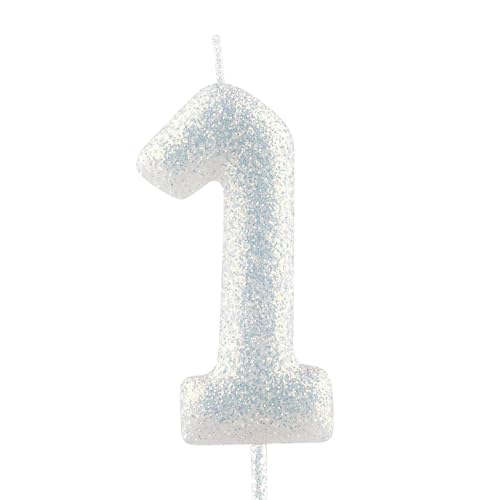 Geburtstagskerzen Nummer 1 weiß Glitter Geburtstag Kerze Kuchen Topper Dekorationen für Party-Feier-Dekor-Zubehör Geburtstagskerzen Nummer 1 weiß Glitter Geburtstag Kerze Kuchen Topper Dekorationen für Party-Feier-Dekor-Zubehör von Cxryrzhe