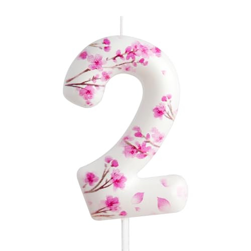 Kerze zum 2. Geburtstag, Kirschblüte, Zahl 2, Kerze, Kirschblüte, Kuchendekoration, Geburtstagsparty-Zubehör, Weiß / Rosa, Sakura-Thema, Kuchendekoration, Dekoration für Kinder, Jungen, Mädchen, Kerze zum 2. Geburtstag, Kirschblüte, Zahl 2, Kerze, Kirschblüte, Kuchendekoration, Geburtstagsparty-Zubehör, Weiß / Rosa, Sakura-Thema, Kuchendekoration, Dekoration für Kinder, Jungen, Mädchen, von Cxryrzhe
