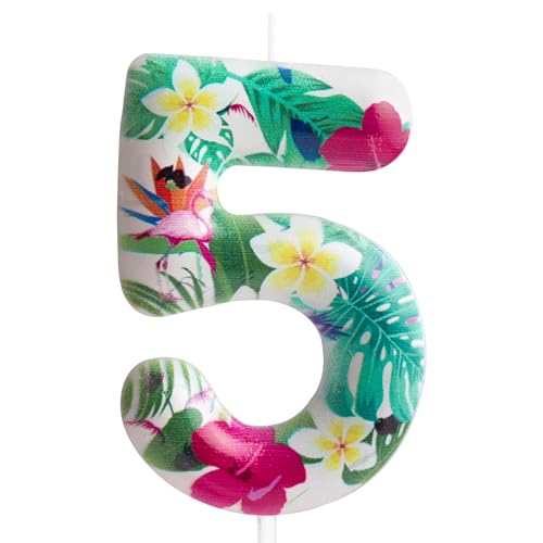 Kerze zum 5. Geburtstag, Flamingo, Zahl 5, Kerze, Flamingo, Kuchendekoration, Geburtstagsparty-Zubehör, weiß, tropische hawaiianische Blumen, Thema, für Babyparty, Kinder, Jungen, Mädchen, Kerze zum 5. Geburtstag, Flamingo, Zahl 5, Kerze, Flamingo, Kuchendekoration, Geburtstagsparty-Zubehör, weiß, tropische hawaiianische Blumen, Thema, für Babyparty, Kinder, Jungen, Mädchen, von Cxryrzhe