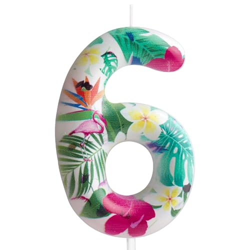 Kerze zum 6. Geburtstag, Flamingo, Zahl 6, Kerze, Flamingo, Kuchendekoration, Geburtstagsparty-Zubehör, weiß, tropische hawaiianische Blumen, Thema, für Babyparty, Kinder, Jungen, Mädchen, Kerze zum 6. Geburtstag, Flamingo, Zahl 6, Kerze, Flamingo, Kuchendekoration, Geburtstagsparty-Zubehör, weiß, tropische hawaiianische Blumen, Thema, für Babyparty, Kinder, Jungen, Mädchen, von Cxryrzhe