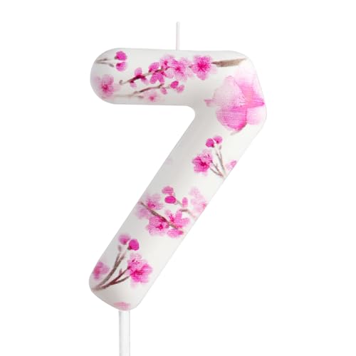 Kerze zum 7. Geburtstag, Kirschblüte, Zahl 7, Kerze, Kirschblüte, Kuchendekoration, Geburtstagsparty-Zubehör, Weiß / Rosa, Sakura-Thema, Kuchendekoration, Dekoration für Kinder, Jungen, Mädchen, Kerze zum 7. Geburtstag, Kirschblüte, Zahl 7, Kerze, Kirschblüte, Kuchendekoration, Geburtstagsparty-Zubehör, Weiß / Rosa, Sakura-Thema, Kuchendekoration, Dekoration für Kinder, Jungen, Mädchen, von Cxryrzhe