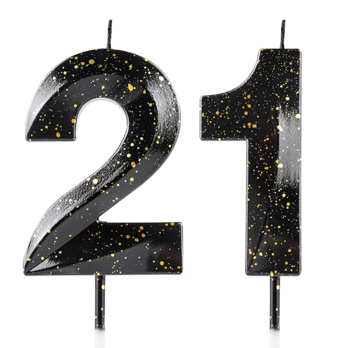 Kerzen zum 21. Geburtstag, 3D, Schwarz / Gold, Geburtstagskerze, Premium-Wachs und 3D-Diamant-Design, Kuchendekoration, Dekoration für Geburtstagsparty, Hochzeitstag, Feier, Zubehör Kerzen zum 21. Geburtstag, 3D, Schwarz / Gold, Geburtstagskerze, Premium-Wachs und 3D-Diamant-Design, Kuchendekoration, Dekoration für Geburtstagsparty, Hochzeitstag, Feier, Zubehör von Cxryrzhe