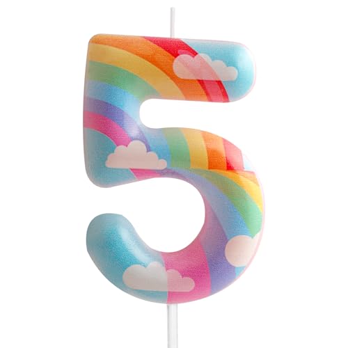 Kerzen zum 5. Geburtstag, Zahl 5, Rosa, Regenbogen-Motiv, für Geburtstag, Party, Wolke, Regenbogen-Thema, bezauberndes Design für Babys, Mädchen, Jungen, Geburtstag, Kuchendekoration, Abschlussfeier, Kerzen zum 5. Geburtstag, Zahl 5, Rosa, Regenbogen-Motiv, für Geburtstag, Party, Wolke, Regenbogen-Thema, bezauberndes Design für Babys, Mädchen, Jungen, Geburtstag, Kuchendekoration, Abschlussfeier, von Cxryrzhe