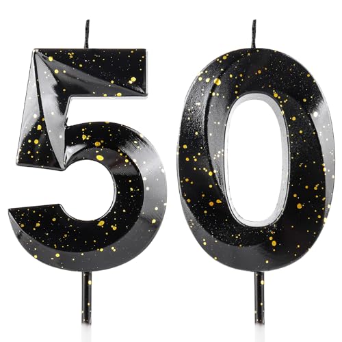 Kerzen zum 50. Geburtstag, 3D, Schwarz / Gold, Geburtstagskerze, Premium-Wachs und 3D-Diamant-Design, Kuchendekoration, Dekoration für Geburtstagsparty, Hochzeitstag, Feier Kerzen zum 50. Geburtstag, 3D, Schwarz / Gold, Geburtstagskerze, Premium-Wachs und 3D-Diamant-Design, Kuchendekoration, Dekoration für Geburtstagsparty, Hochzeitstag, Feier von Cxryrzhe