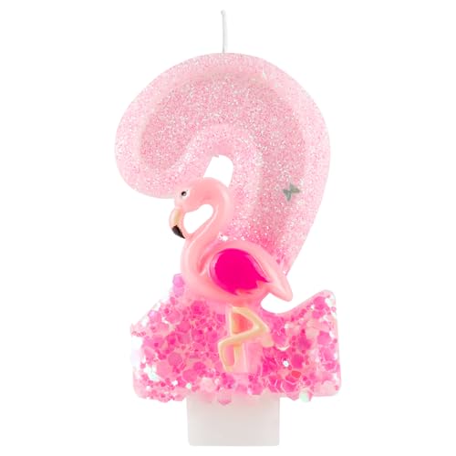 Zahlen 2 Geburtstagskerzen pink alles Gute zum Geburtstag Flamingos Hawaii Thema Kerzen Kuchendekoration, Party Dekoration Kerzen Jahrestag Feier Geschenk von Cxryrzhe