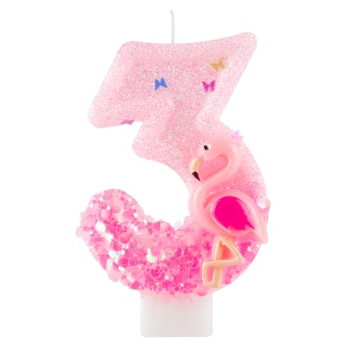 Zahlen 3 Geburtstagskerzen pink alles Gute zum Geburtstag Flamingos Hawaii Thema Kerzen Kuchendekoration, Party Dekoration Kerzen Jahrestag Feier Geschenk von Cxryrzhe