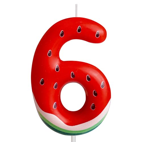 Zahlen 6 Geburtstagskerzen rot alles Gute zum Geburtstag Wassermelone Thema Kerzen Kuchendekoration, Geburtstag Party Dekoration Kerzen Jahrestag Feier Geburtstag Geschenk von Cxryrzhe