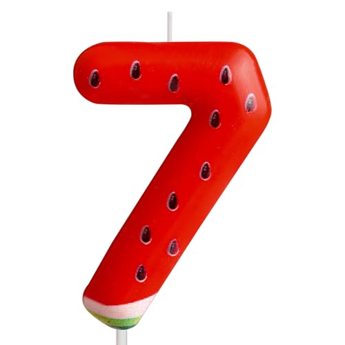 Zahlen 7 Geburtstagskerzen rot alles Gute zum Geburtstag Wassermelone Thema Kerzen Kuchendekoration, Geburtstag Party Dekoration Kerzen Jahrestag Feier Geburtstag Geschenk von Cxryrzhe
