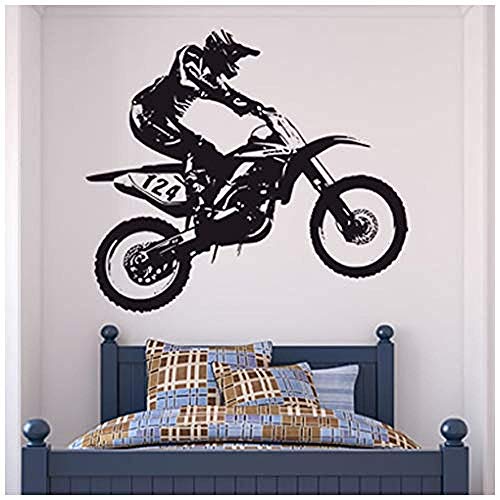 Wandaufkleber Dirt Bike Trick Wandtattoo Motorrad Motocross Wandaufkleber Kinderzimmer 71 * 62cm von Cxtijkerw