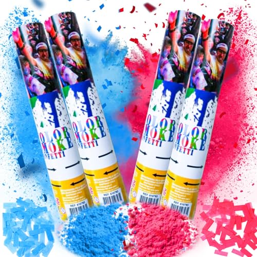 Cyiecw Gender Reveal Kanone mit Farbpulver - Geschlecht Verkünden Konfetti Shooter 2 Blau und 2 Rosa, Boy or Girl Popper Baby Biologisch Abbaubare Luftkanone für Party, Feier Cyiecw Gender Reveal Kanone mit Farbpulver - Geschlecht Verkünden Konfetti Shooter 2 Blau und 2 Rosa, Boy or Girl Popper Baby Biologisch Abbaubare Luftkanone für Party, Feier von Cyiecw