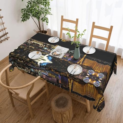 Cykazhst Las Vegas Tischdecke, rechteckig, Polyester, abwischbar, wasserdicht, Tischdecke für Küche, Esszimmer, Party, Picknick, Outdoor von Cykazhst