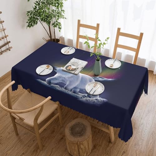 Cykazhst Northern Lights Rechteckige Tischdecke mit Eisbär-Druck, Polyester, abwischbar, wasserdicht, Tischdecke für Küche, Esszimmer, Party, Picknick, Outdoor Cykazhst Northern Lights Rechteckige Tischdecke mit Eisbär-Druck, Polyester, abwischbar, wasserdicht, Tischdecke für Küche, Esszimmer, Party, Picknick, Outdoor von Cykazhst
